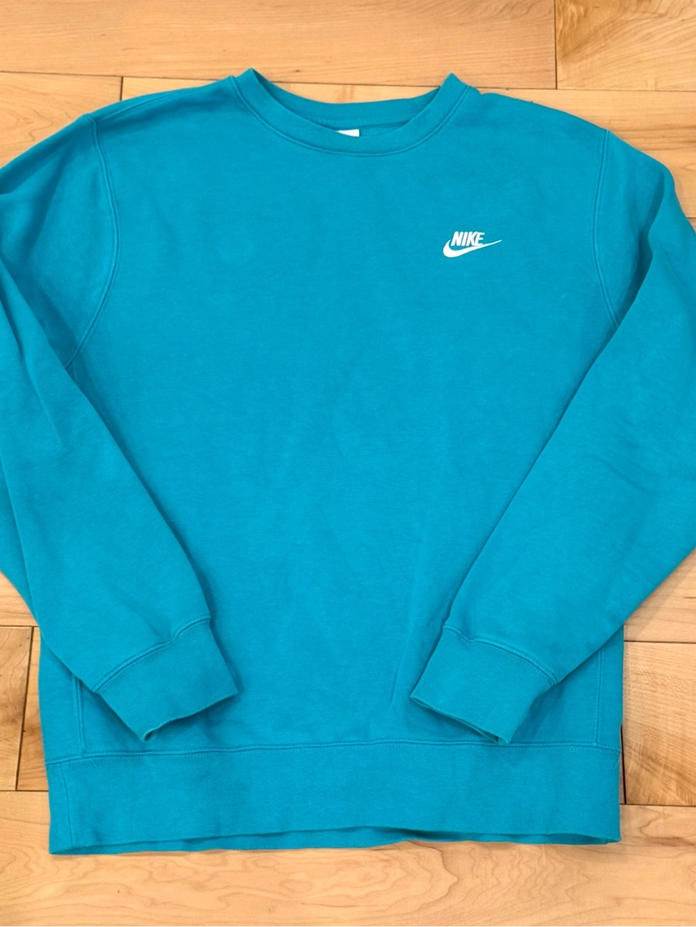 Nike Men’s Teal Crewneck Sweatshirt with White Logo - Size S